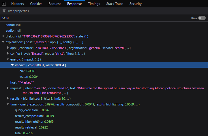 Impact JSON Payload